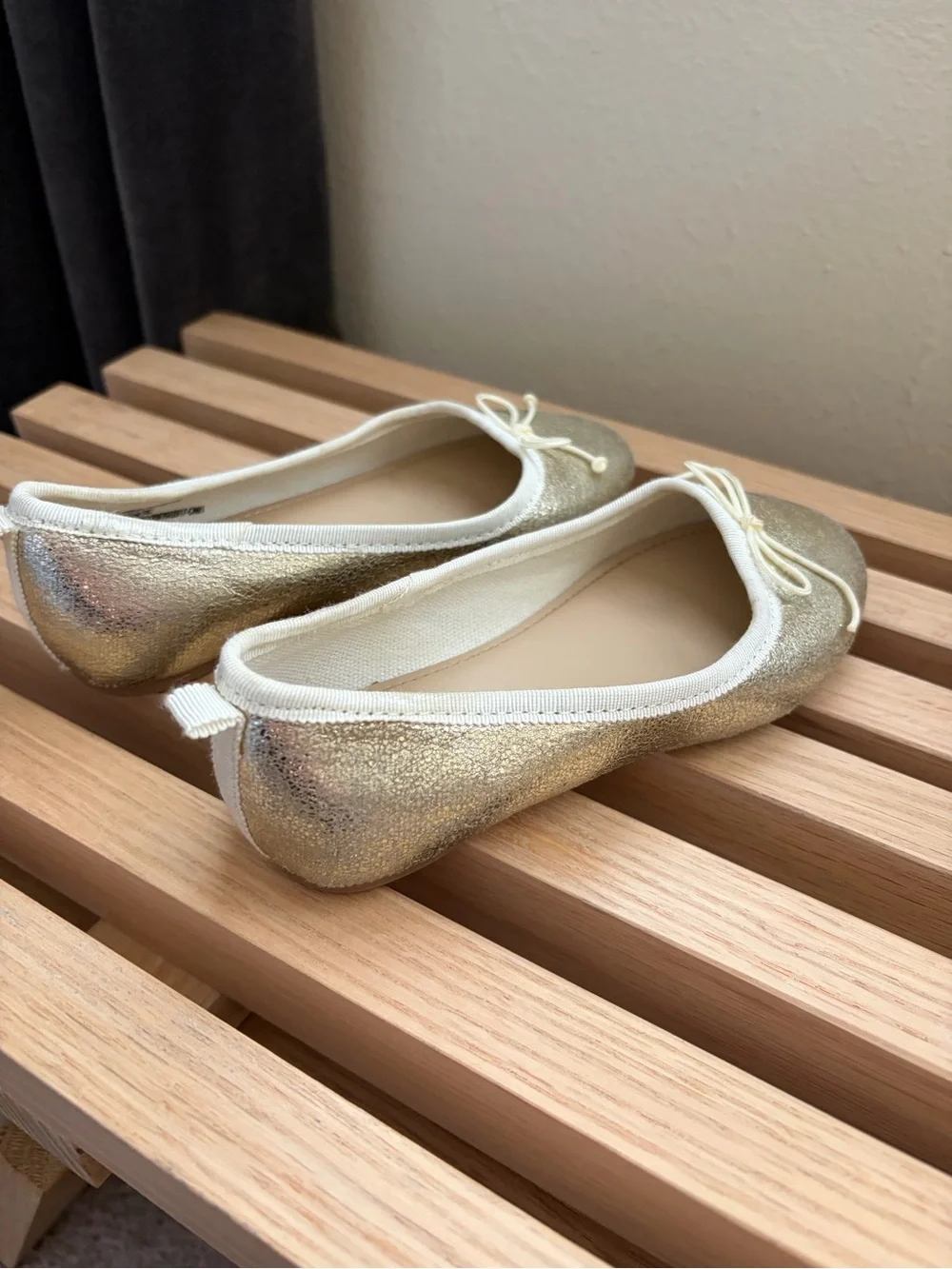 Kids Glitter Ballet Flats - Gold